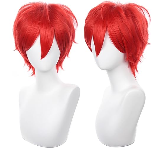 COSPLAZA Red Short Spiky Fluffy Wig - Heat Resistant Synthetic Hair for Cosplay & Halloween