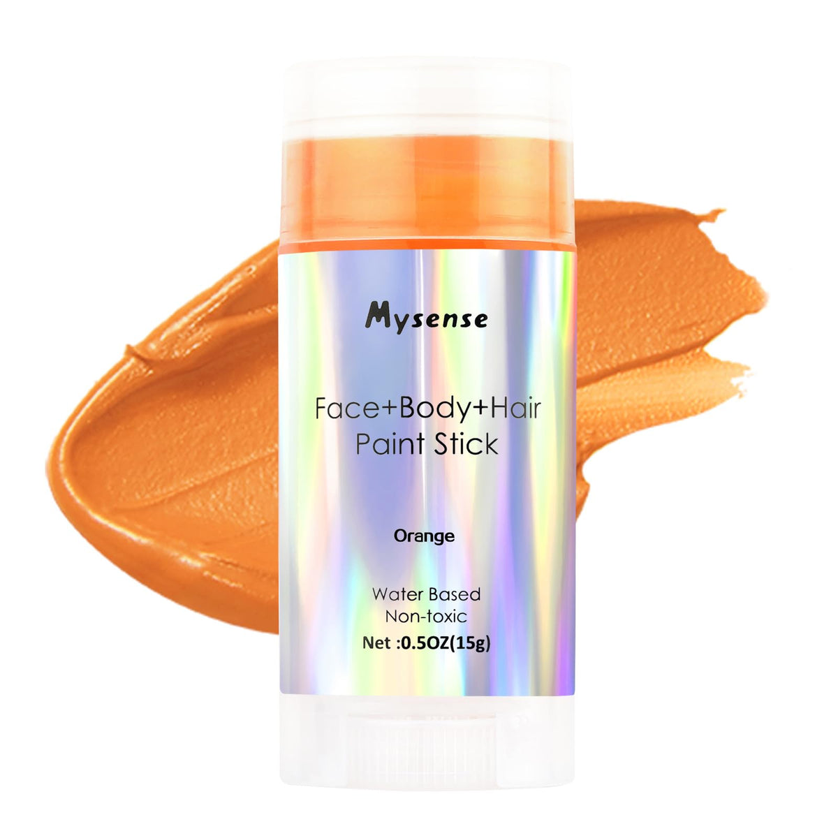 Mysense Orange Face And Body Paint Stick - Water-Based, Non-Toxic, Washable For Halloween Cosplay