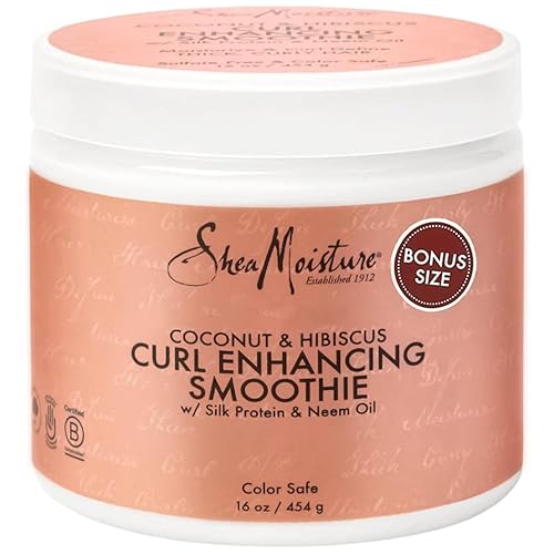 Sheamoisture Curl Enhancing Smoothie 16Oz - Coconut & Hibiscus Leave-In Curl Cream For Frizz Control