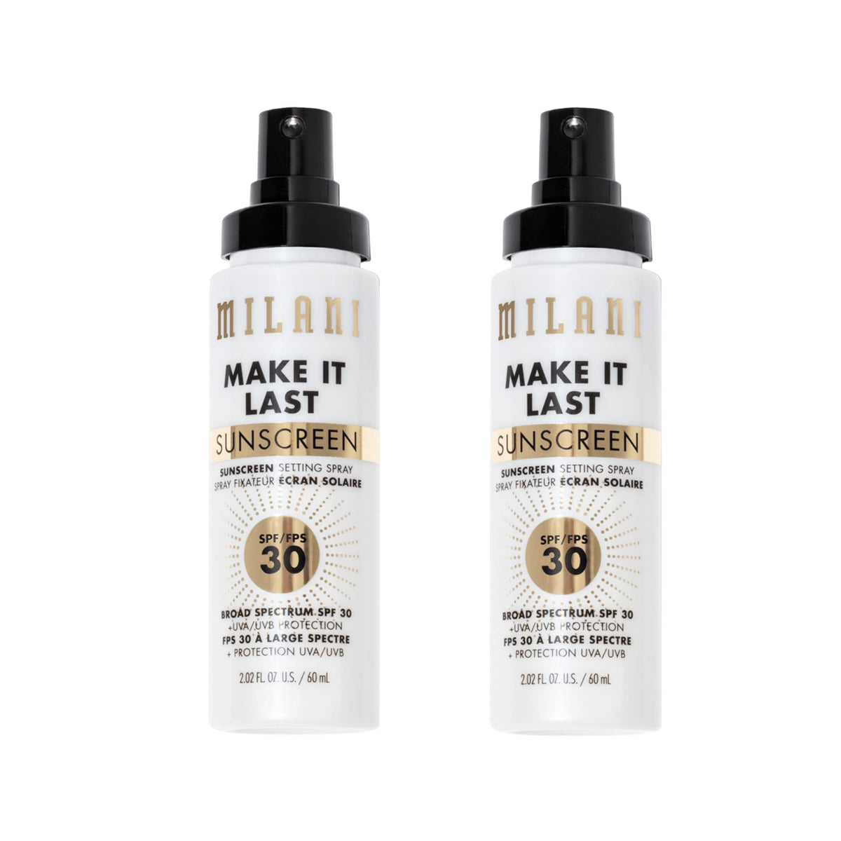 Milani Make It Last Sunscreen Setting Spray Spf 30 - 2 Pack Long Lasting Makeup Finishing Spray