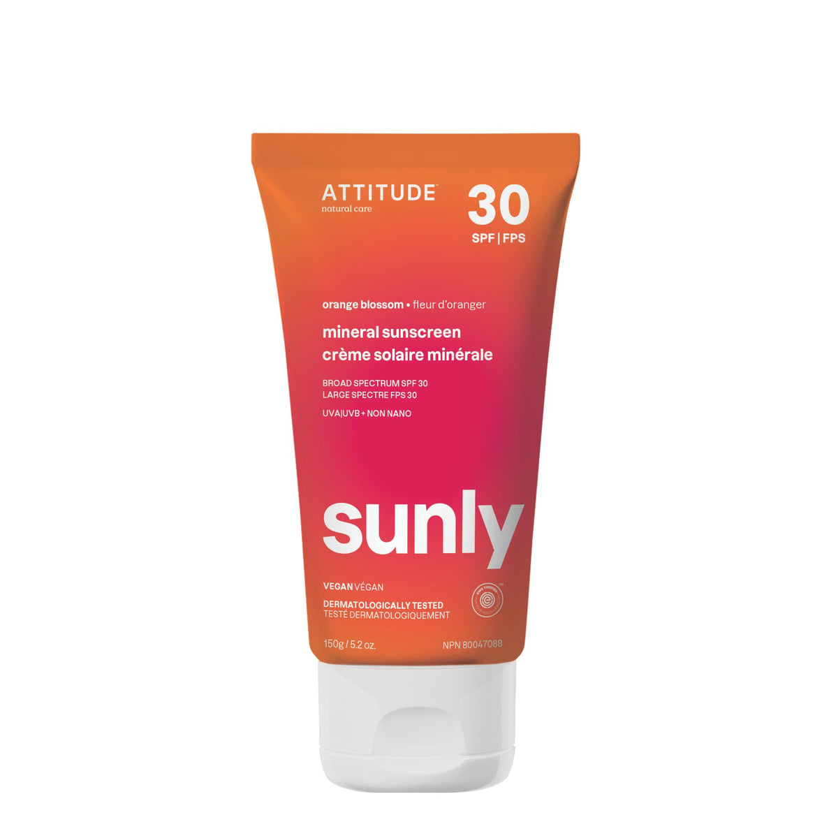 Attitude Mineral Sunscreen Spf 30, Zinc Oxide, Ewg Verified, Vegan, 5.2 Ounces, Orange