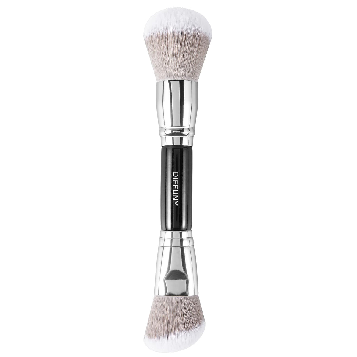 Diffuny Large Dual Ended Makeup Brush Set - Powder & Contour Brushes, Angled & Round, Black