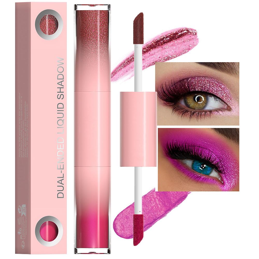 Evpct Dual-Ended Shimmer & Glitter Liquid Eyeshadow, Waterproof, 08# Pink & Magenta