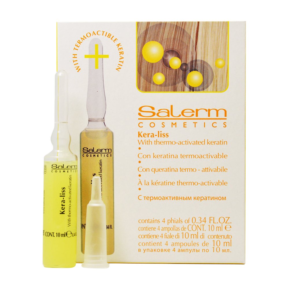 Salerm Kera-Liss Hair Treatment - 4 Vials X 0.44 Oz, Smoothing & Frizz Control