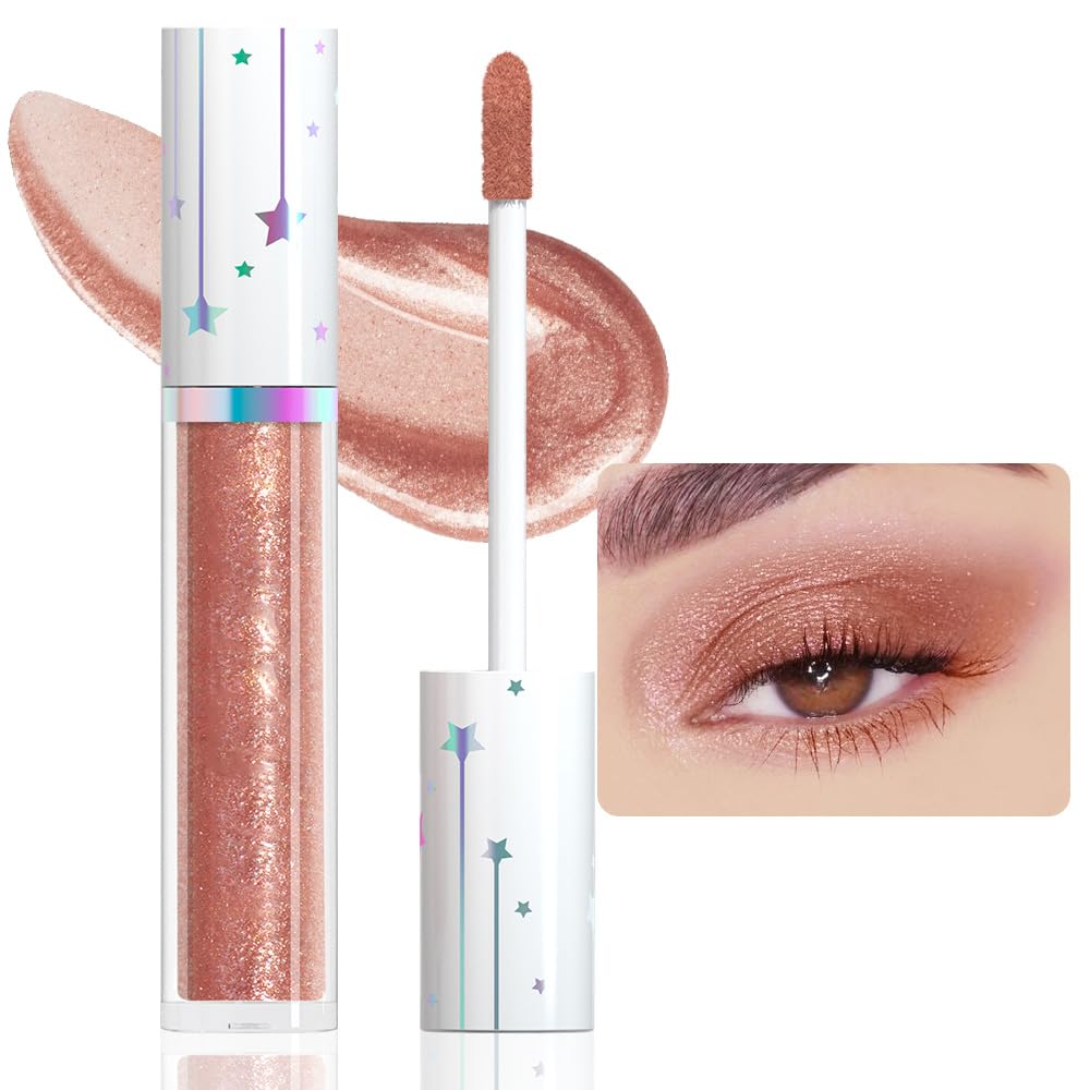 Evpct Liquid Shimmery Glitter Eyeshadow Stick, Waterproof High Pigment Metallic Eyeliner - 19# Brown