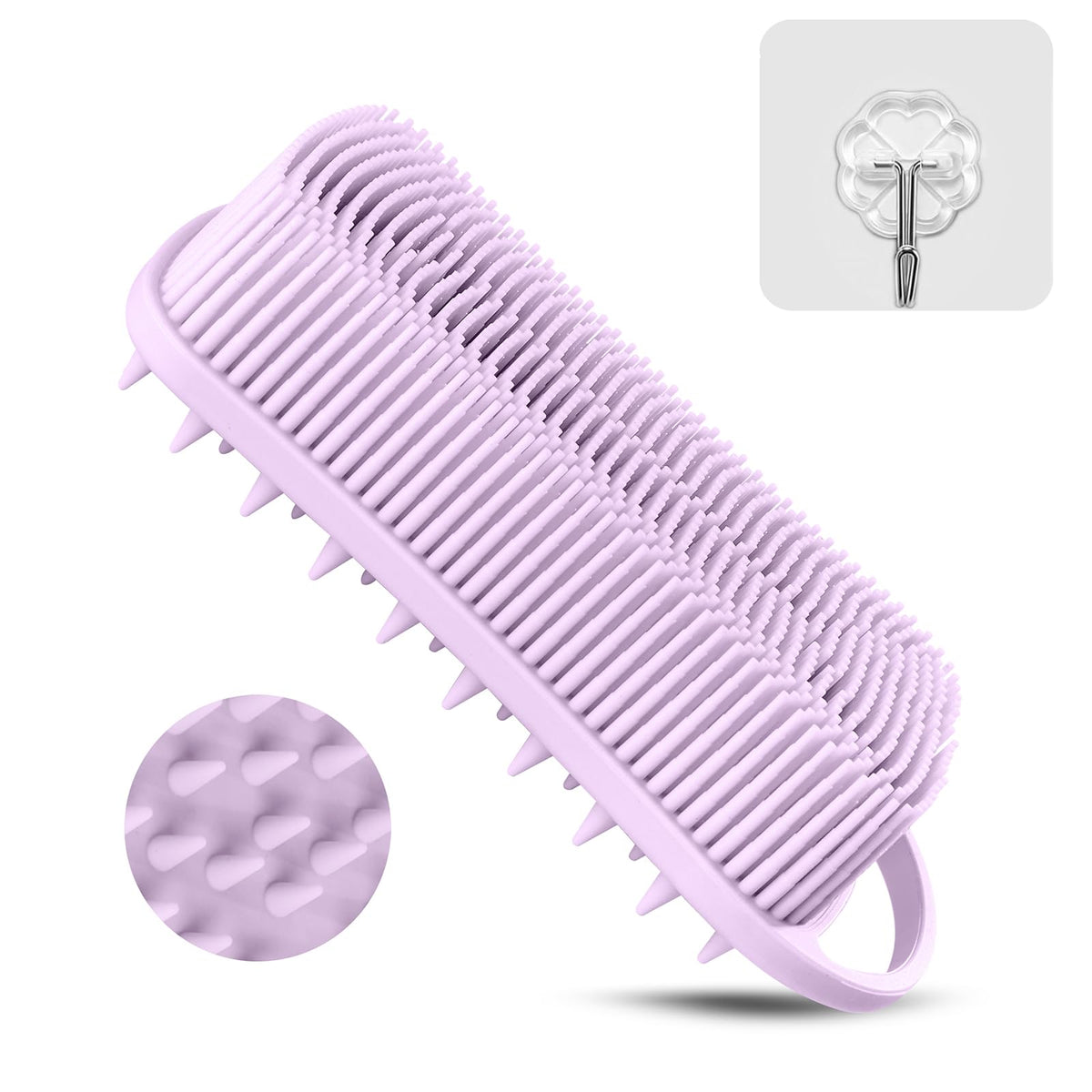 Yealife Lavender Silicone Body Scrubber & Scalp Brush - 2 In 1 For Shower & Bath, Hygienic Clean