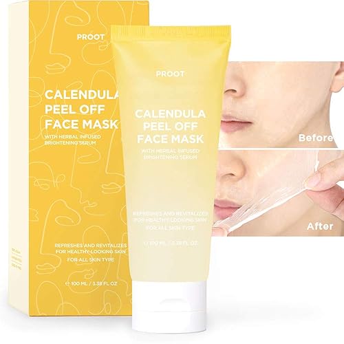 Proot Calendula Peel Off Mask With Brightening Serum, Vegan, 3.38 Oz, Korean Skin Care