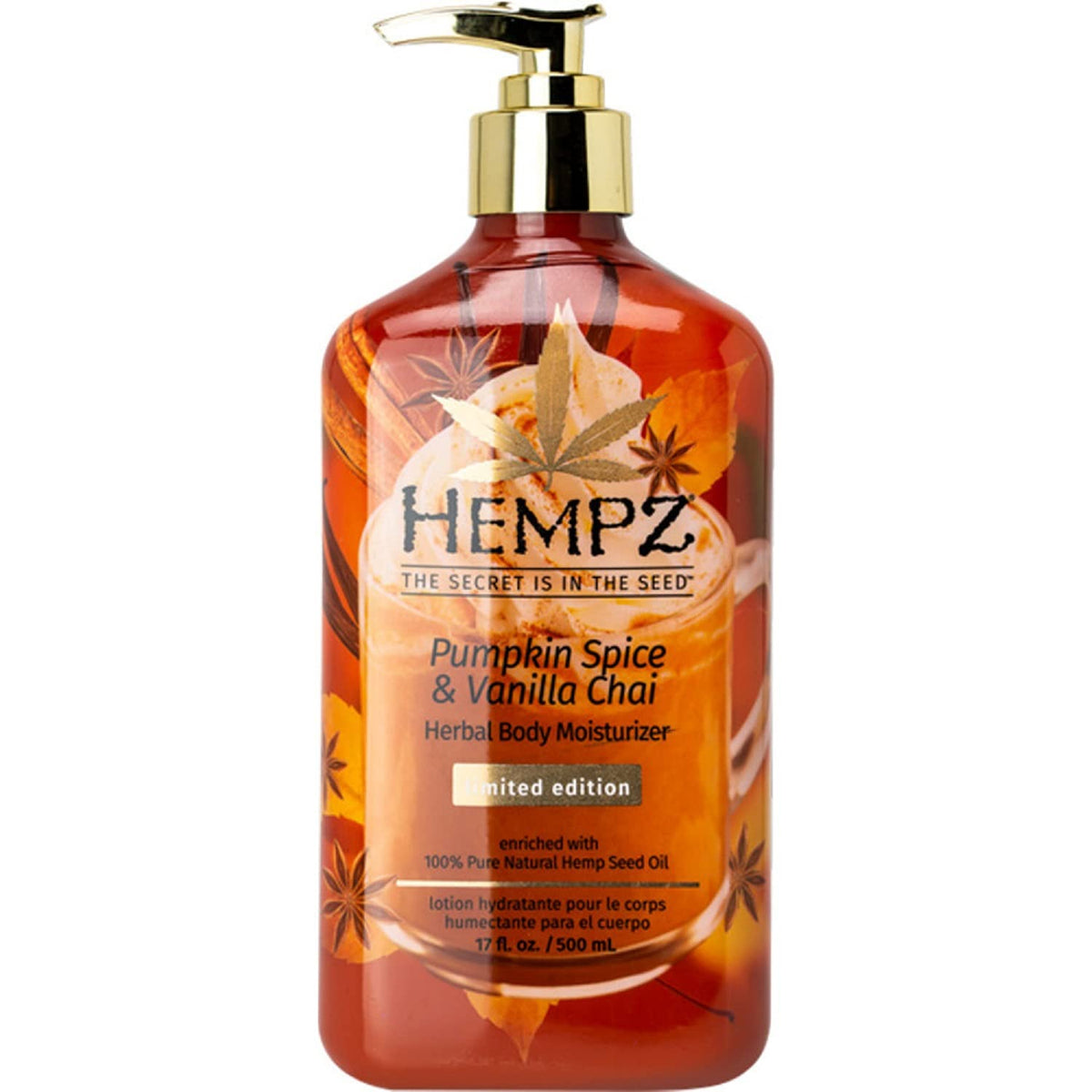 Hempz Pumpkin Spice & Vanilla Chai Herbal Body Moisturizer, 17 Oz - Nourishing Body Lotion