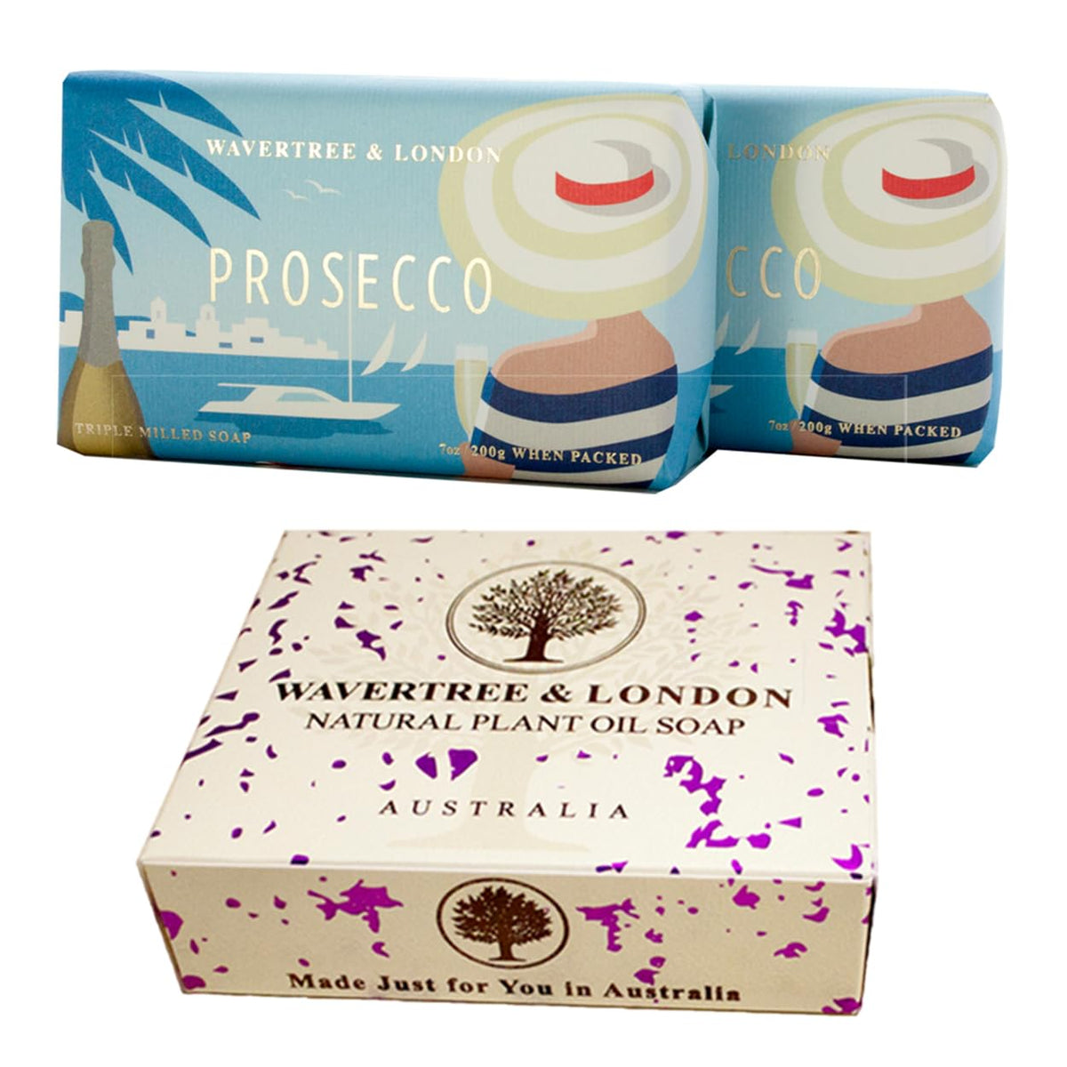 Wavertree & London Prosecco Scented Soap Bars - 2 Moisturizing Triple Milled 7Oz Bars