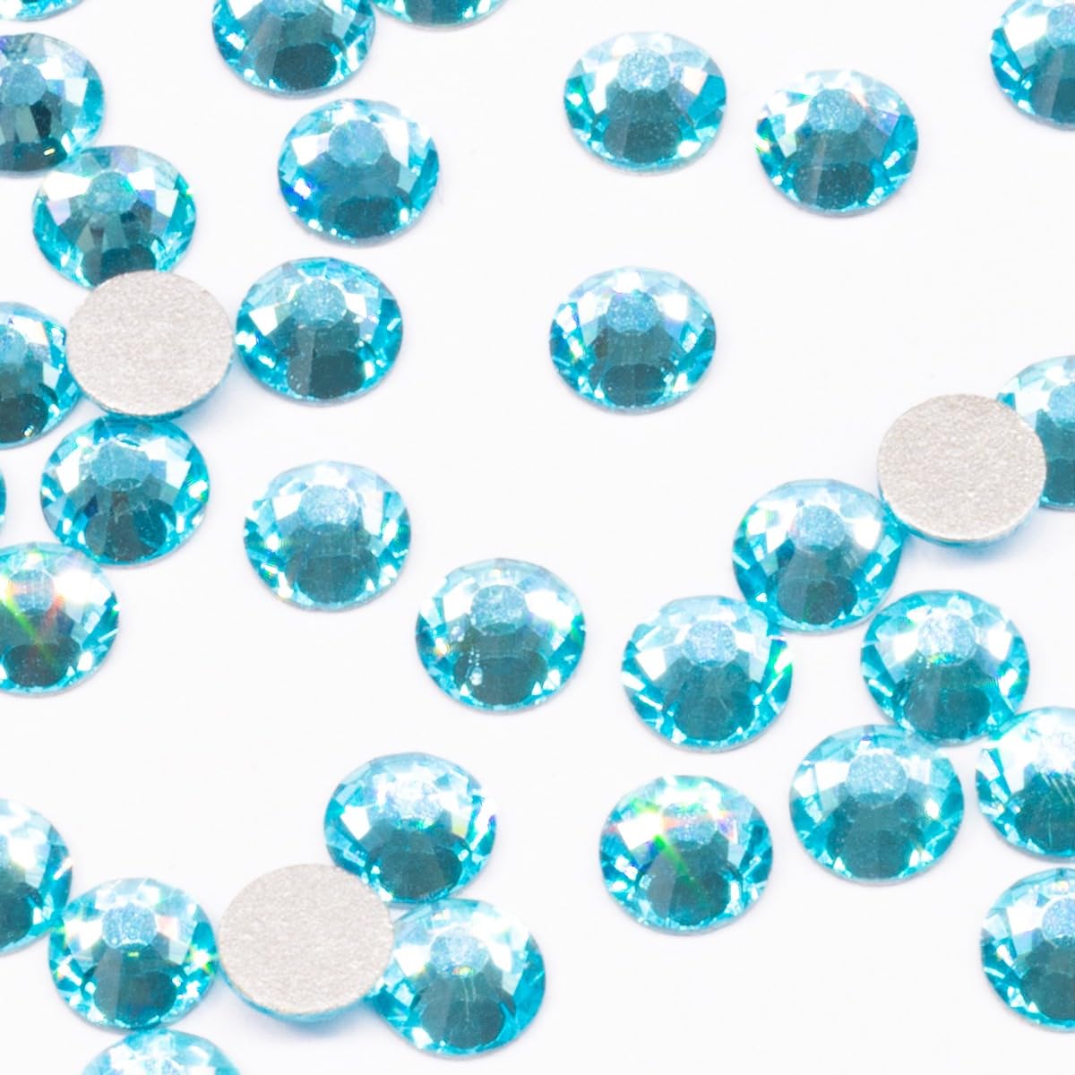 Qiipii 400Pcs Ss30 Aquamarine Nail Rhinestones - Flatback K9 Glass Gems For Nail Art & Crafts