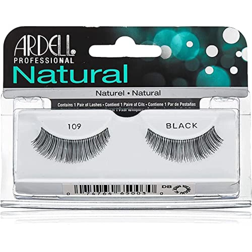 Ardell Natural Lashes 109 - Black Human Hair Eyelashes, 1 Pair