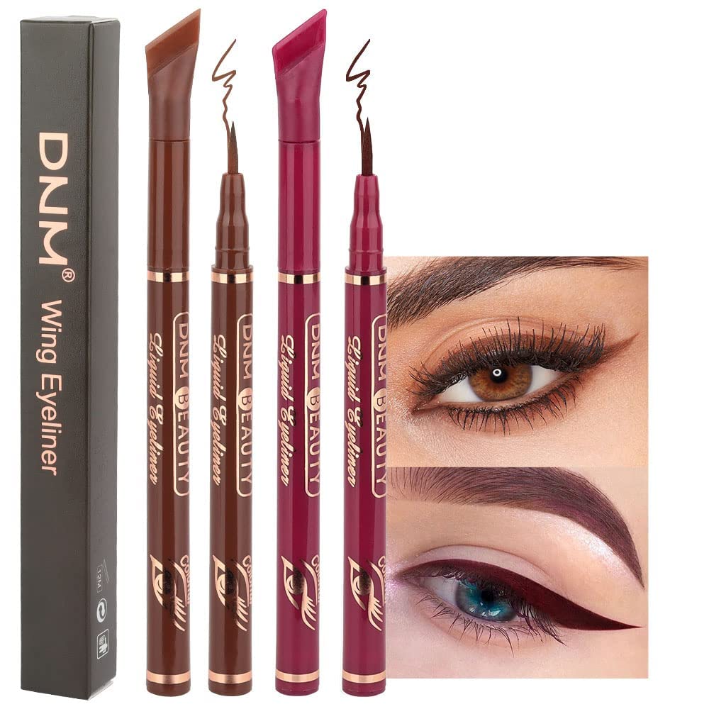 Evpct 2Pcs Waterproof Brown & Red Brown Eyeliner Stamp Pencil Makeup Set