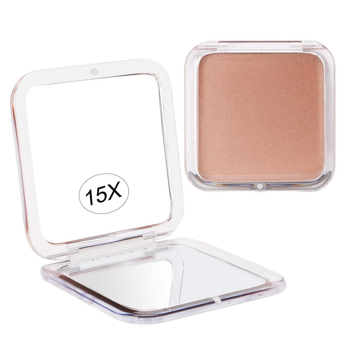 Santoo Rose Gold 15X Magnifying Makeup Mirror - Portable 2-Sided Handheld Pocket Mirror 3.3&quot;