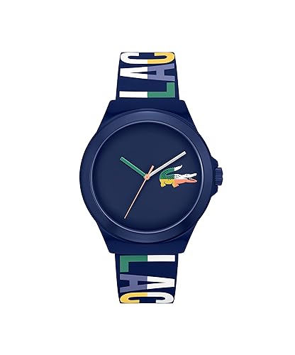 Lacoste Neocroc Men'S Quartz Watch, Navy Tr90 Case, Multi Color Silicone Strap, Blue Multi