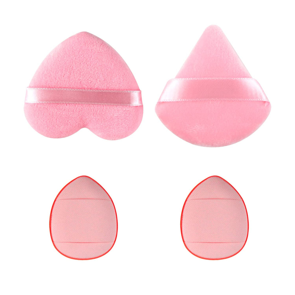 Banpinsh 4 Pcs Pink Makeup Puff Set - Soft Triangle Powder Puffs For Contouring & Foundation