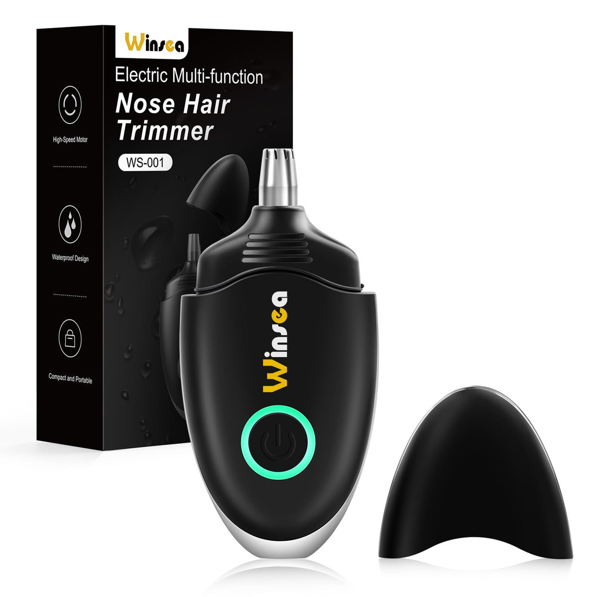 Winsea Usb Rechargeable Ear And Nose Hair Trimmer - Waterproof, Quiet, Portable Design, Black