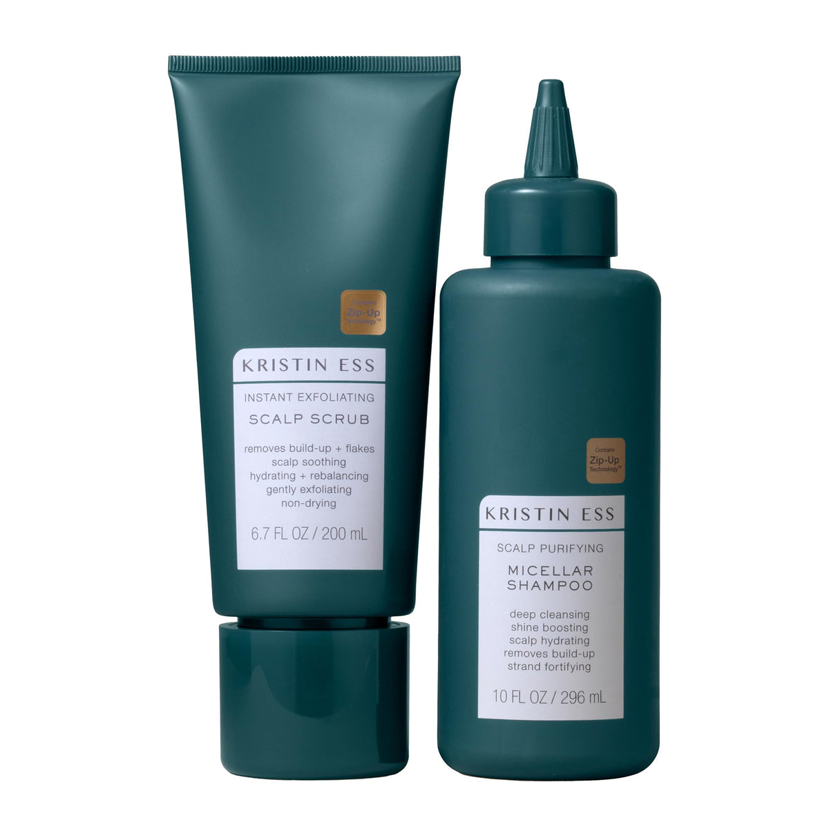 Kristin Ess Vegan Scalp Treatment Set - Exfoliating Scrub & Micellar Shampoo For Dandruff Relief