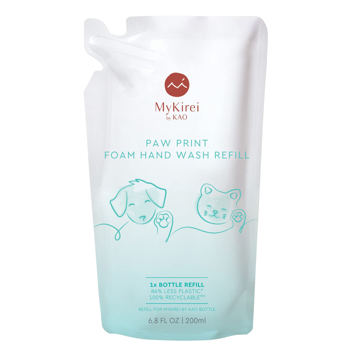 MyKirei Paw Print Foam Hand Wash Refill, 6.8 FL OZ, Vegan, Cruelty-Free, Paraben