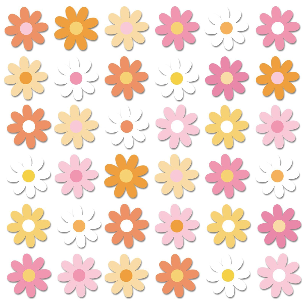 Zoiiwa 280Pcs Spring Daisy Temporary Tattoos - Waterproof Hippie Face & Body Stickers