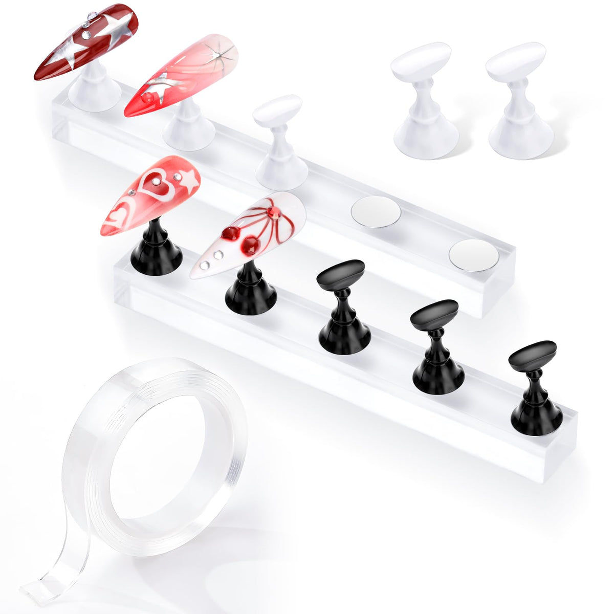 Makartt Black And White Press On Nails Stand For Art Display And Diy Salon Use