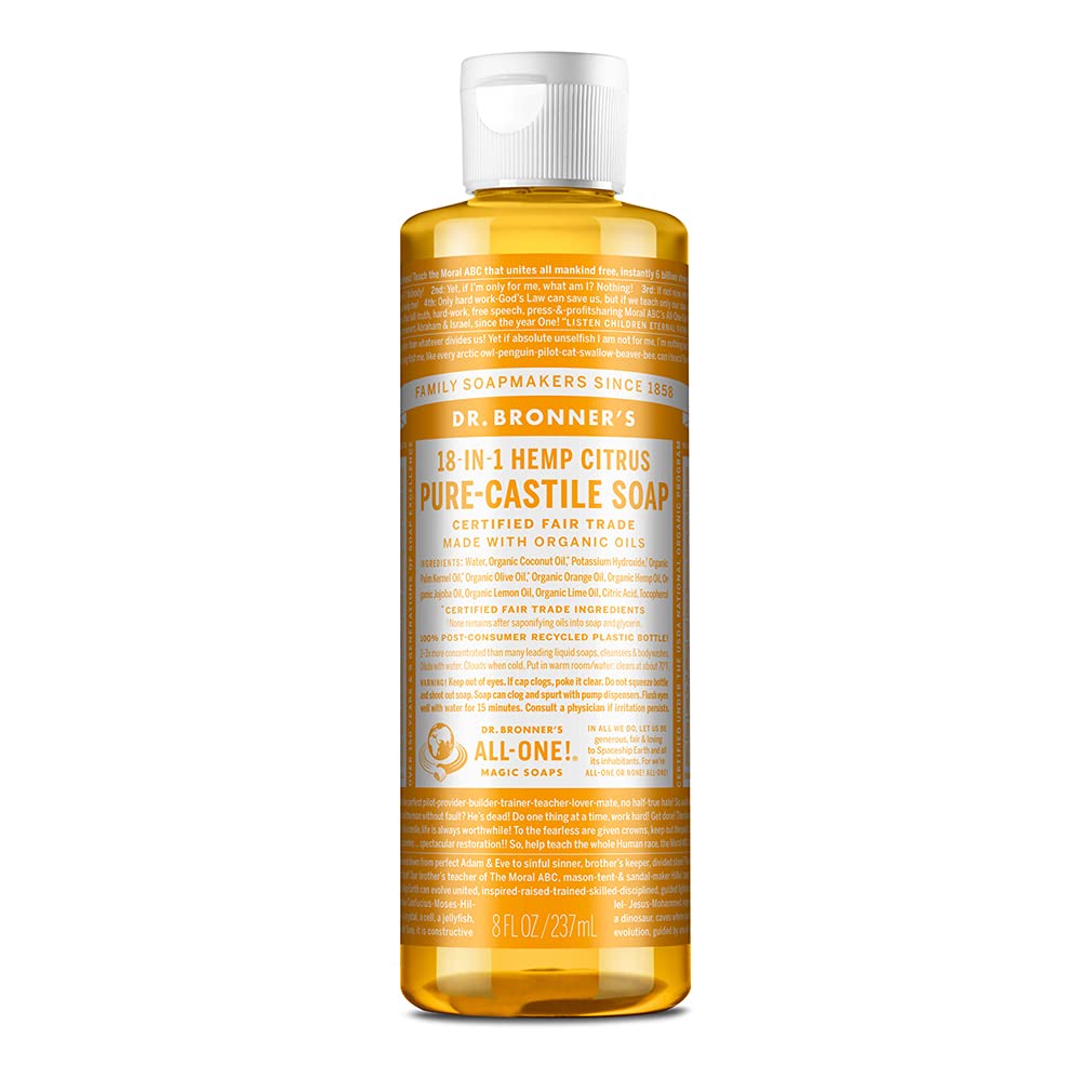 Dr. Bronner'S Pure-Castile Liquid Soap Citrus 8 Oz - Organic, Vegan, 18-In-1 Uses