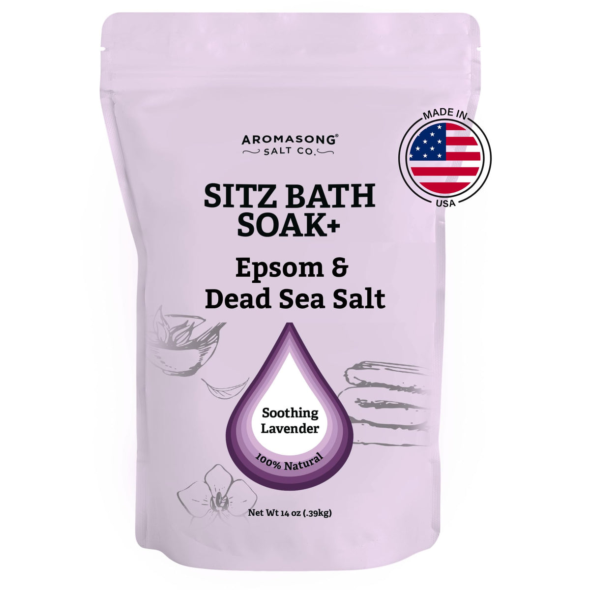 Aromasong Dead Sea Sitz Bath Soak - Postpartum Relief With Lavender & Eucalyptus, 14Oz