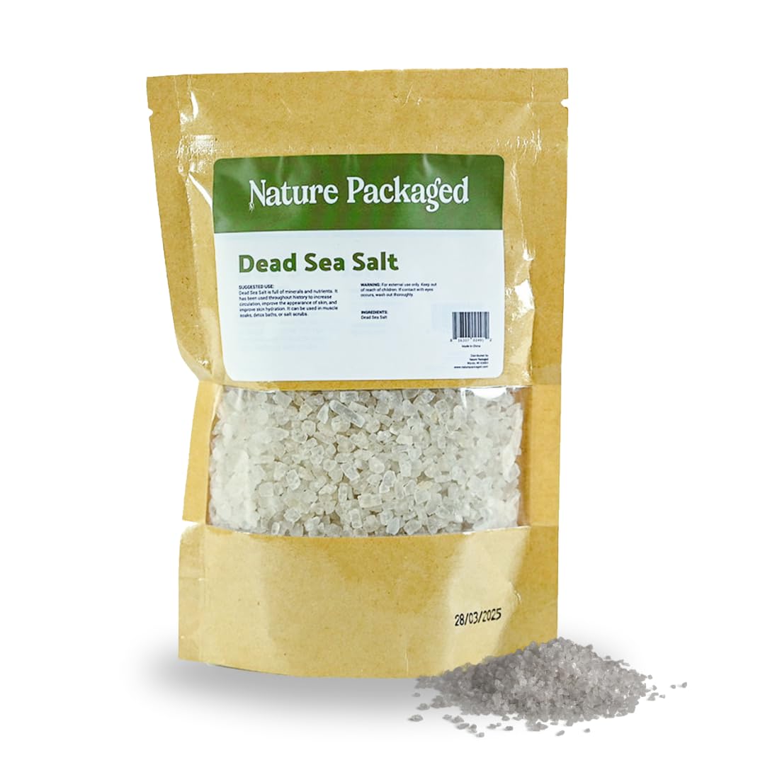 Nature Packaged Dead Sea Salt 16Oz - Organic Bath & Body Scrub Salt For Foot Soaking