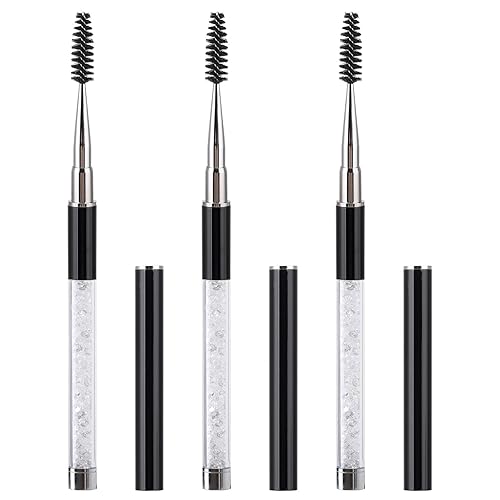 Tbestmax 3 Pcs Black Mascara Wands Eyelash Brushes with Cap for Travel