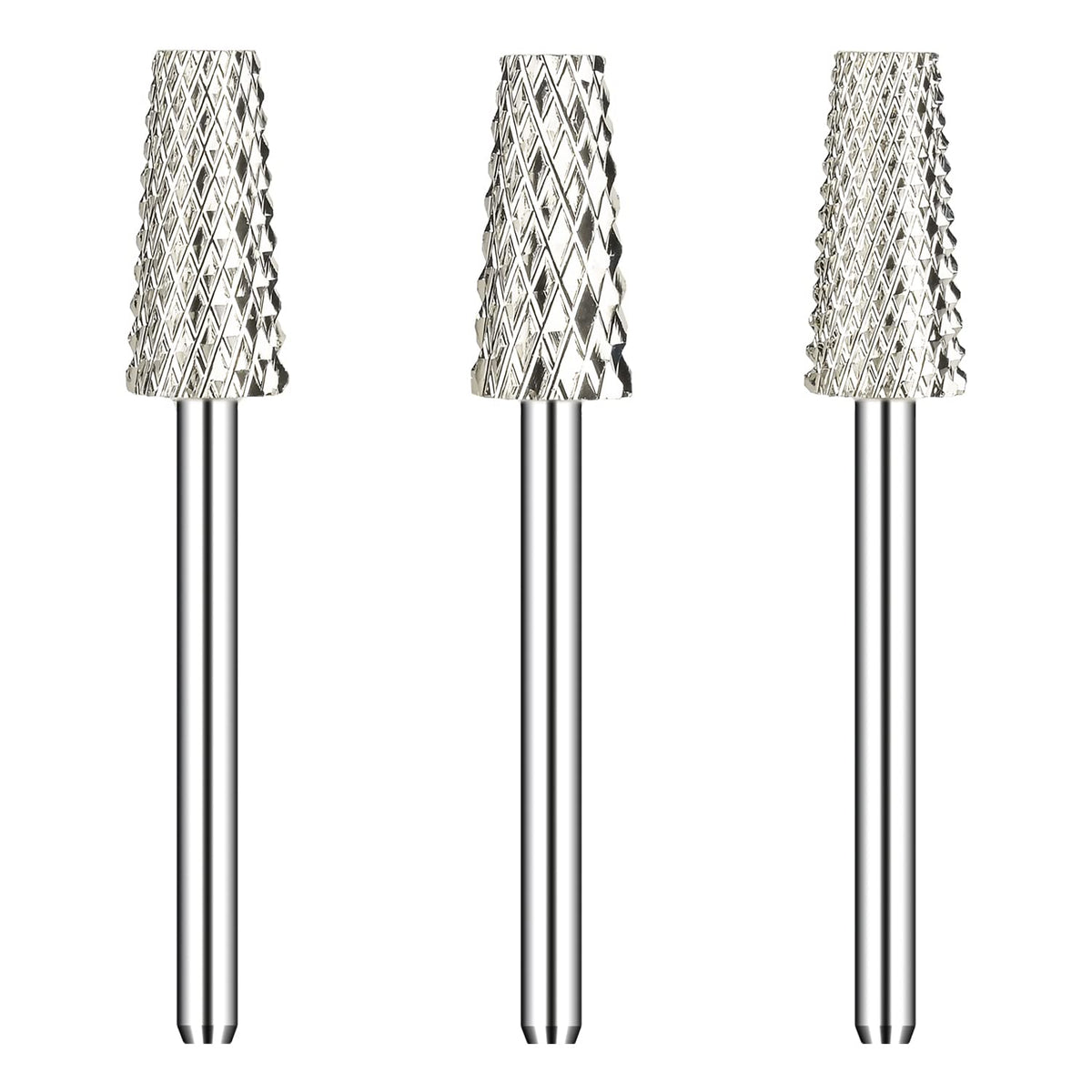 Depvko 3Pcs Tapered Carbide Nail Drill Bits For Dremel, Manicure & Pedicure, Silver