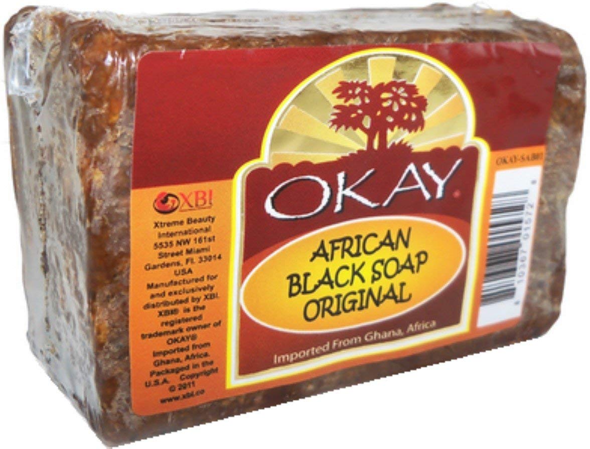 Okay African Black Soap, Original 4 Oz - Pack Of 2, Natural Cleansing & Moisturizing Soap