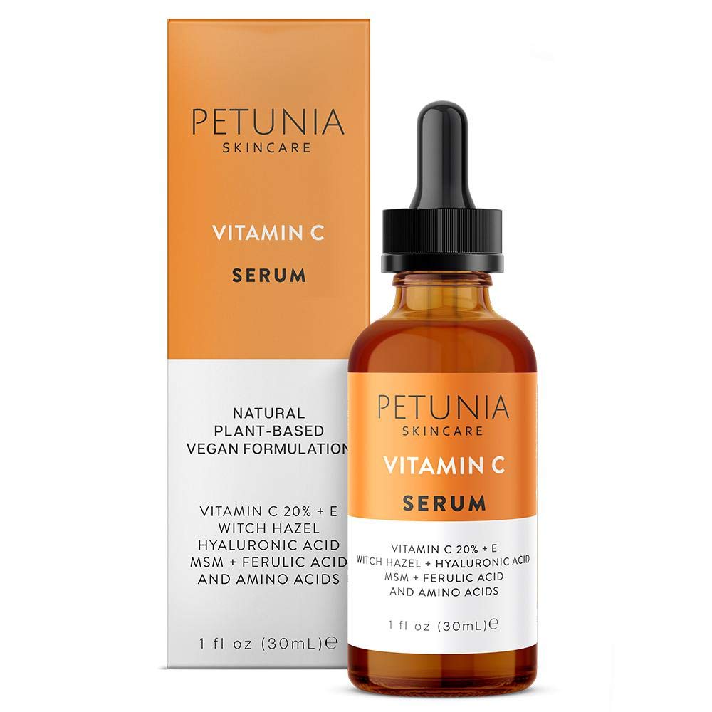 Petunia Skincare Vitamin C Serum 20% With Hyaluronic Acid - Anti-Aging, Scar & Wrinkle Treatment