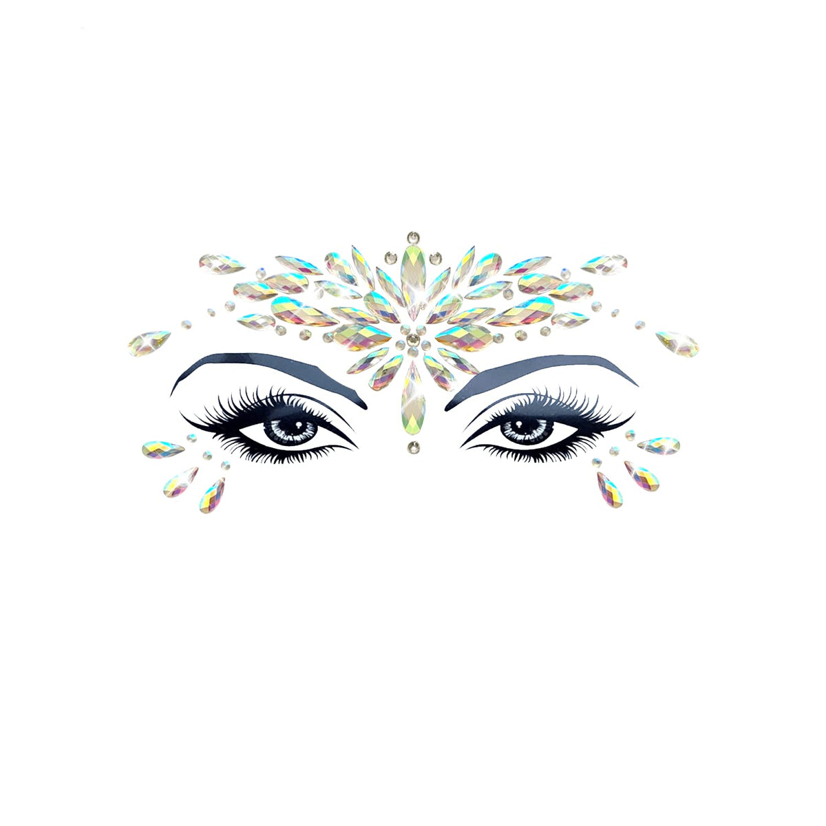 Neva Nude Iridescent Face Crystal Stickers - Waterproof Gems For Festivals & Parties, Fairy Kisses