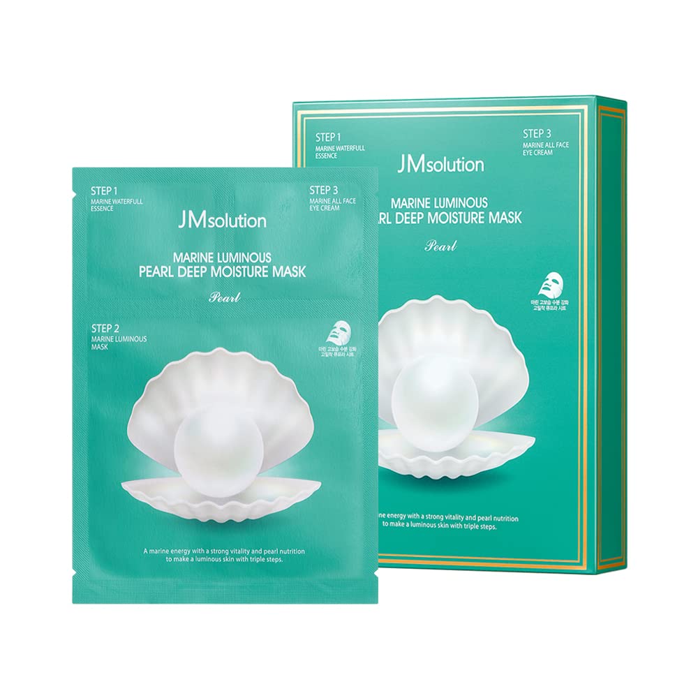 Jmsolution Marine Luminous Pearl 3-Step Facial Mask - 10 Sheets For Deep Moisture & Brightening