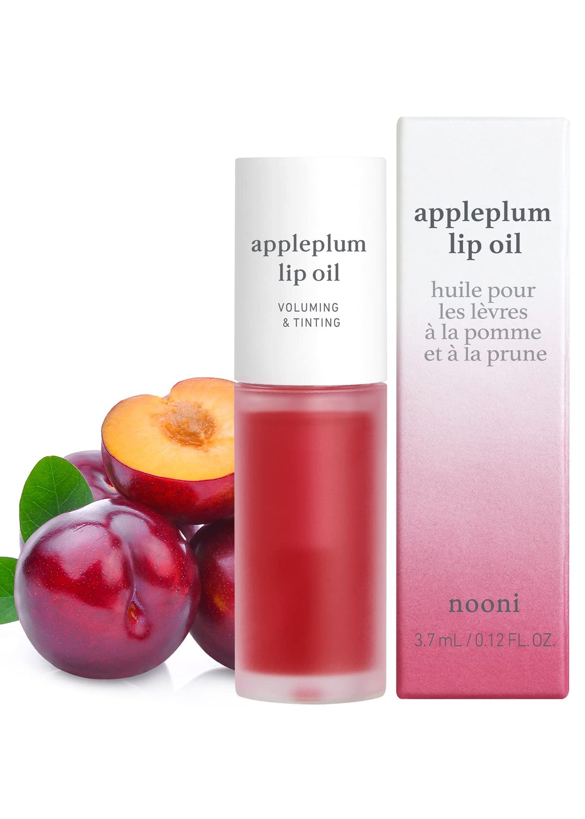 Nooni Korean Lip Oil - Appleplum, Moisturizing Lip Stain, 0.12 Fl Oz, Glowing Tint