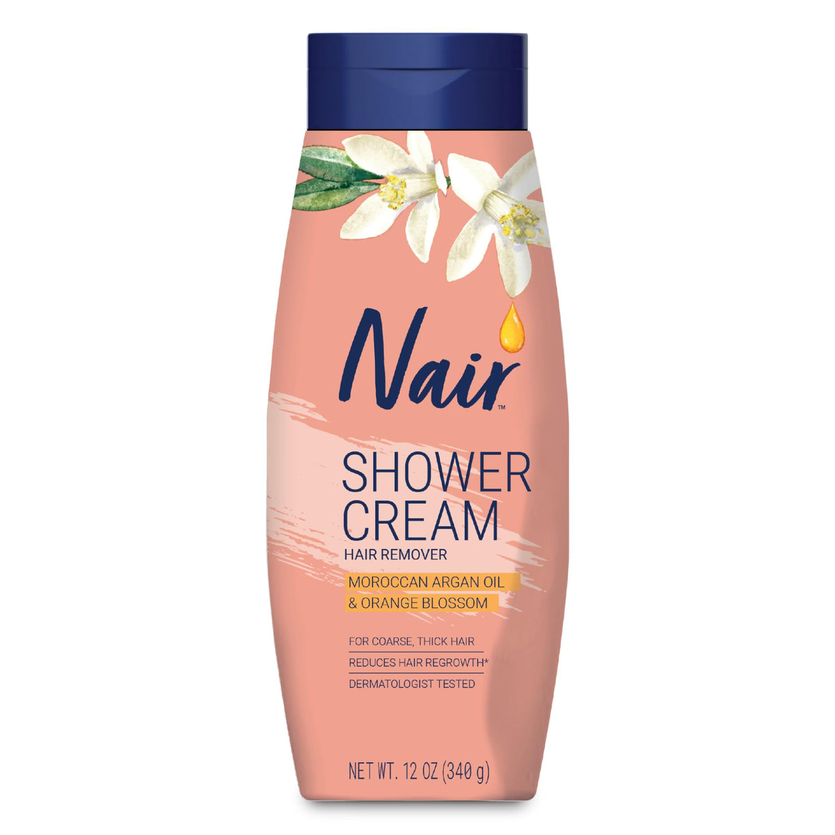 Nair Shower Cream Hair Remover With Argan Oil & Orange Blossom, 12 Oz - Body Hair Removal For Women