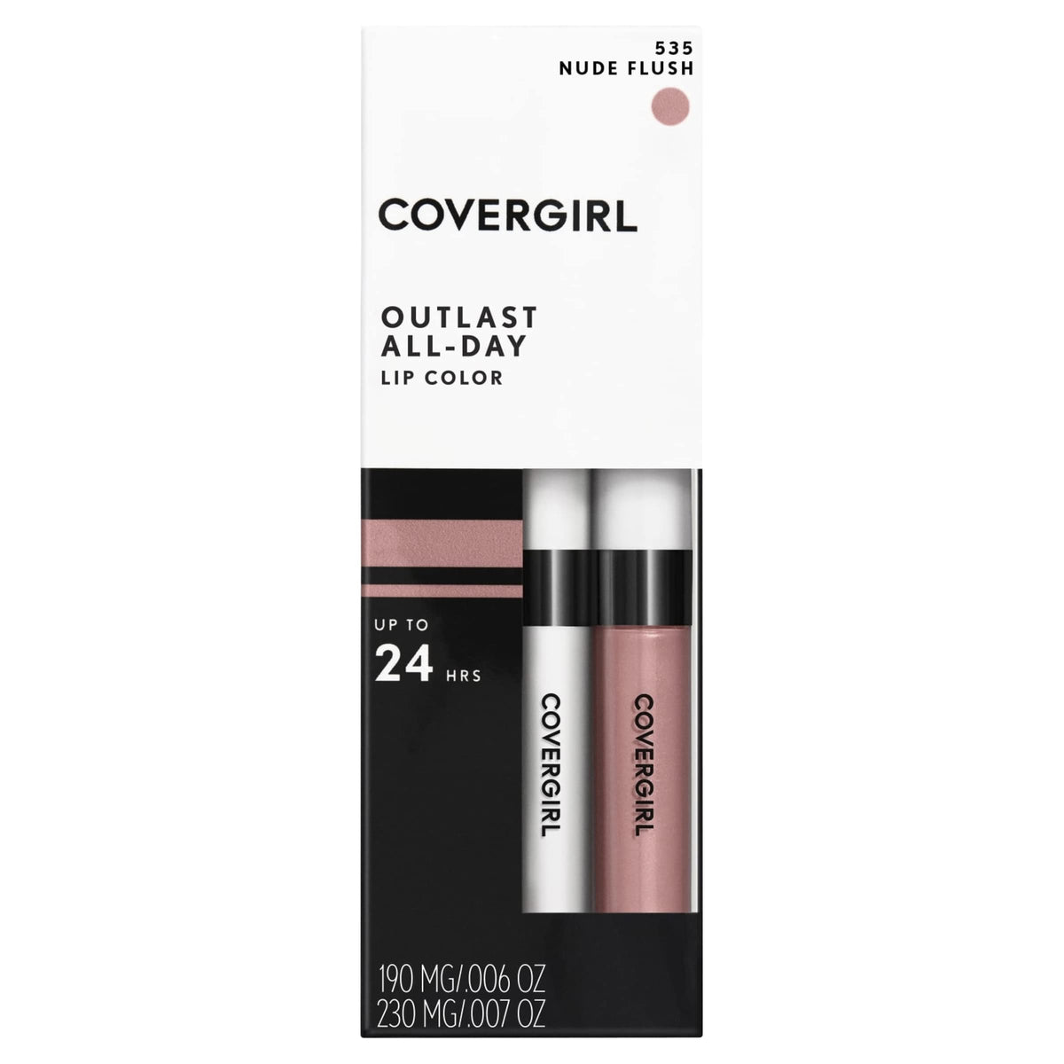 Covergirl Outlast All-Day Lip Color, Nude Flush - Long-Lasting, 0.01 Oz Topcoat Included