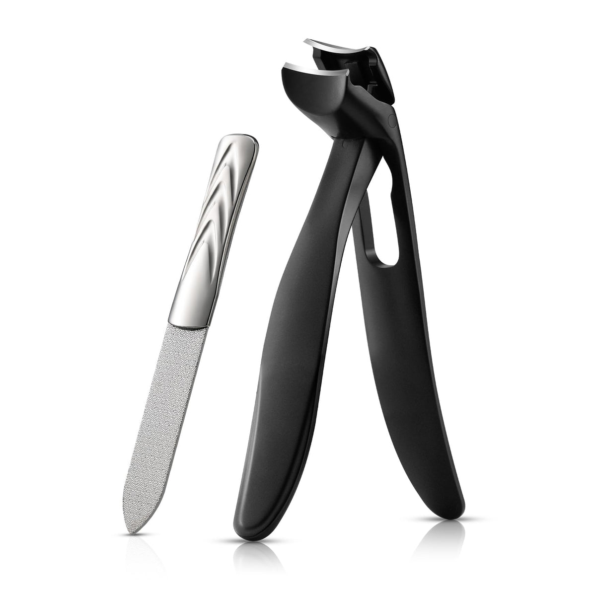 BEZOX Ergonomic Toenail Clipper for Thick & Ingrown Nails - Metal Nail File, Black