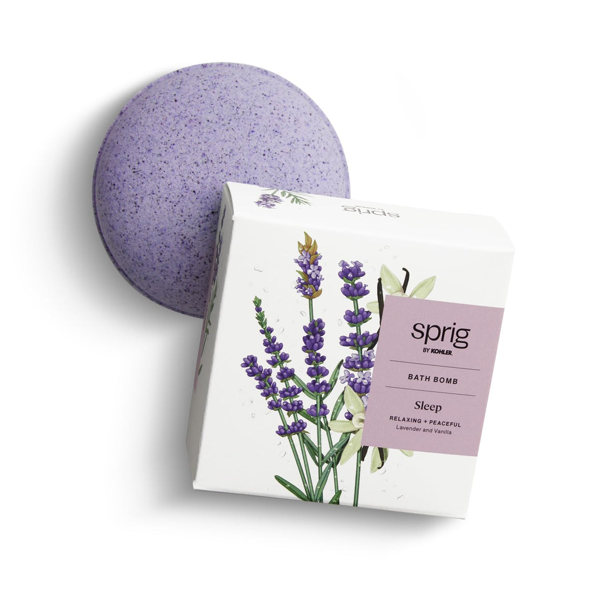 Kohler Sprig Lavender + Vanilla Bath Bomb - Hypoallergenic, Natural Botanicals For Relaxation