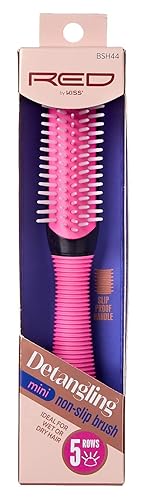 Kiss Red Brush Detangling Mini - 5 Rows, Non-Slip, Plastic, (1 Pack)