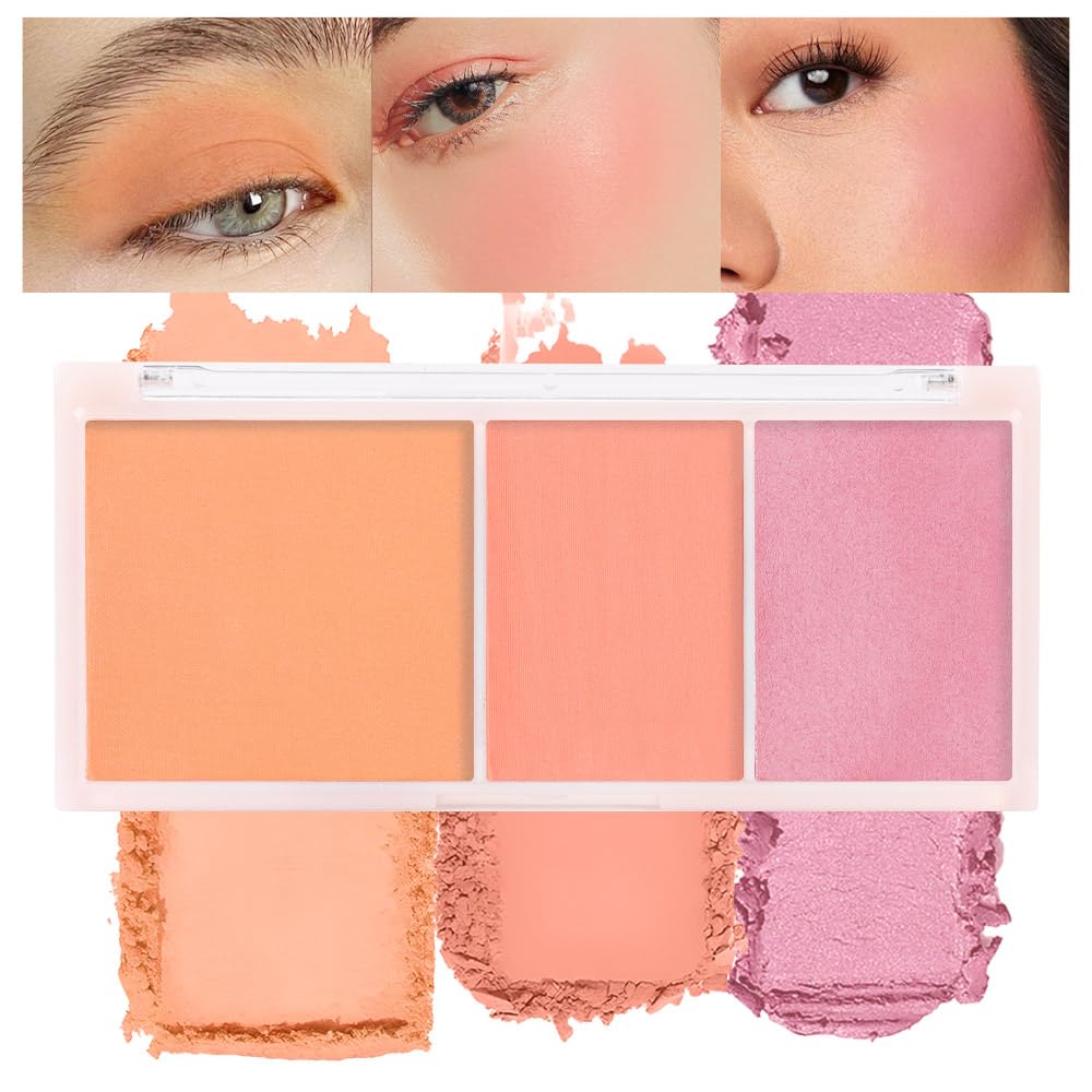 Suake 3 In 1 Orange Face Highlight Bronzer Palette - Buildable Matte Contour & Brightening Makeup