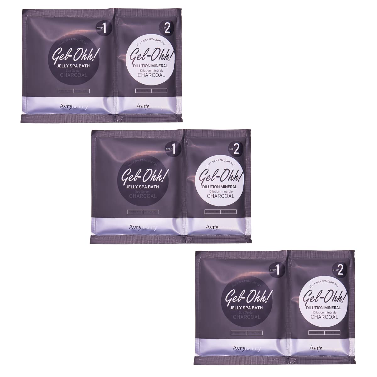 Avrybeauty Gel-Ohh Jelly Spa Bath 3 Pack, Charcoal Infused, Ginger & Lemongrass S