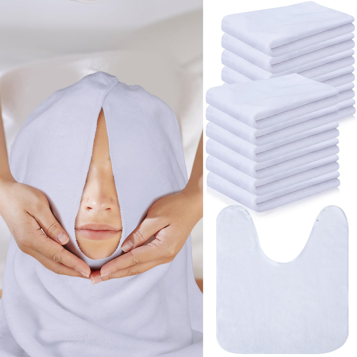 Vitalcozy 12 Pack Microfiber Facial Towels - Soft Spa Towels For Home & Salon, White