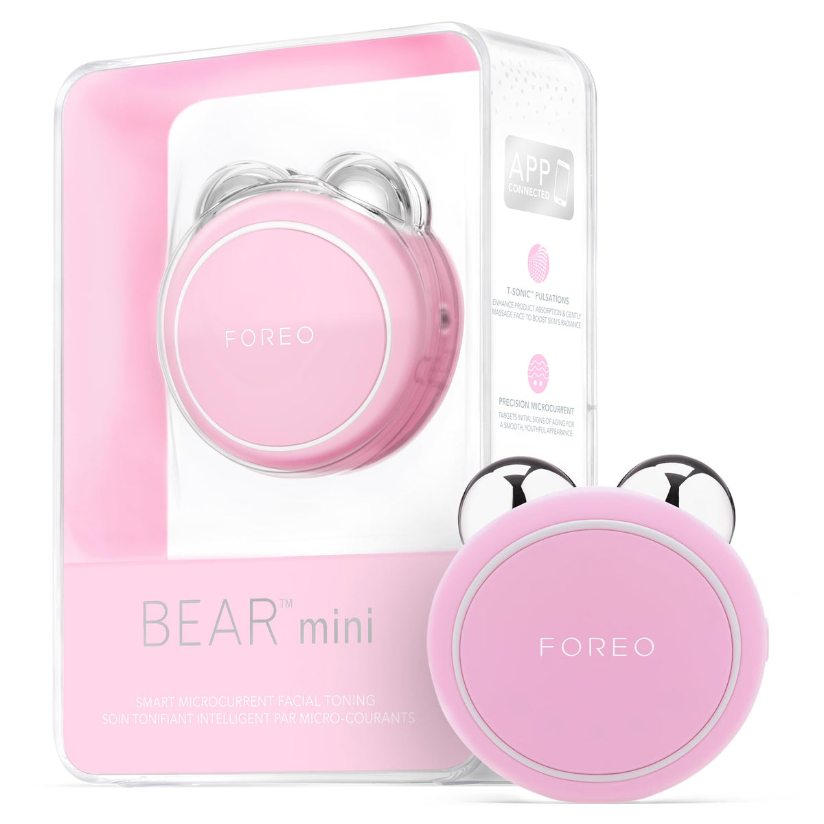 Foreo Bear Mini Microcurrent Facial Device - Sculpting Tool For Firming & Contouring, Pearl Pink