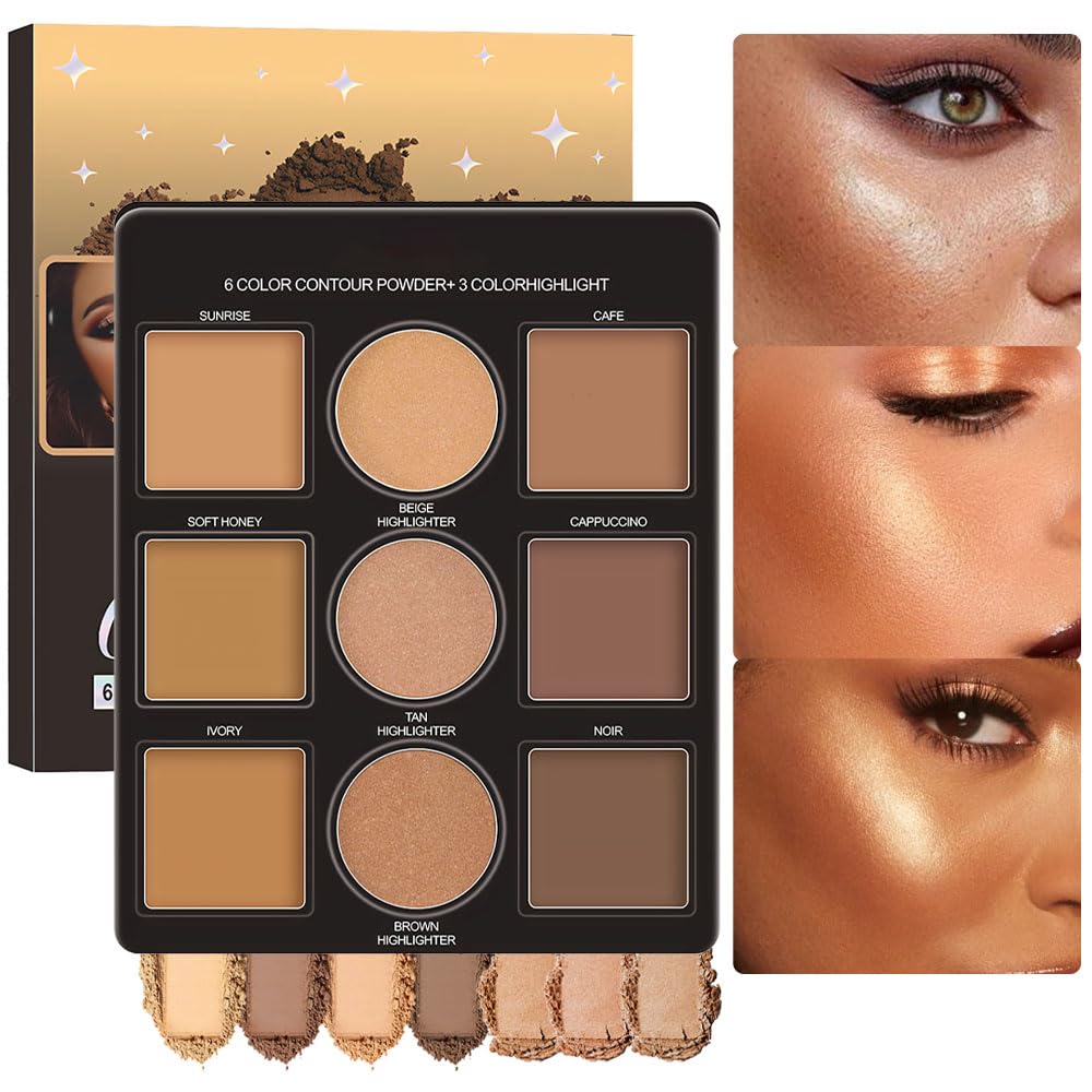 Wantuoluo Professional Light Medium Brown Contour Highlight Palette - Long-Lasting Matte & Shimmer Finish