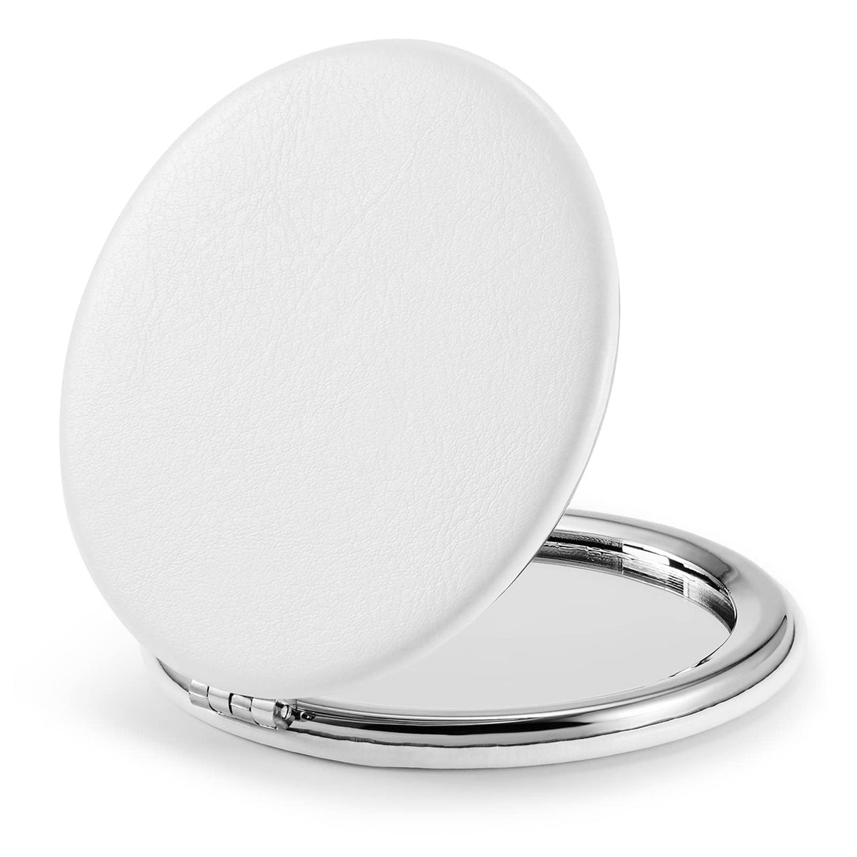 Getinbulk Compact Mirror - Double-Sided 1X/3X Magnification, PU Leather, 2.8&quot; - White