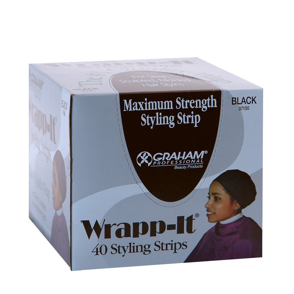 Graham Beauty Wrapp-It Styling Strips For Natural Hair - 40 Count, Black