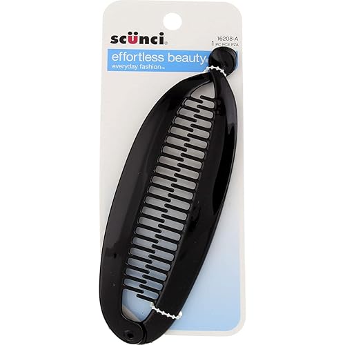 Scunci Flat Tort Clincher Comb, Black, 1 Count (Pack Of 3) - Durable Plastic Hair Accessory