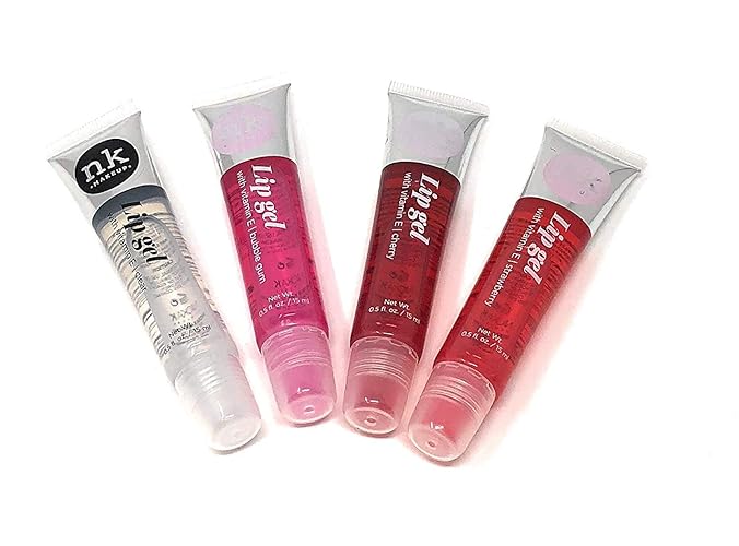 Nicka K 4 Pack Lip Gel - Clear, Strawberry, Cherry, Bubble Gum, 0.5 Fl Oz Each By Broadway