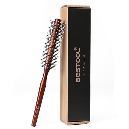 BESTOOL Small Brush for Short/Medium Hair, Beard Styling, Blow Drying - Reddish Brown