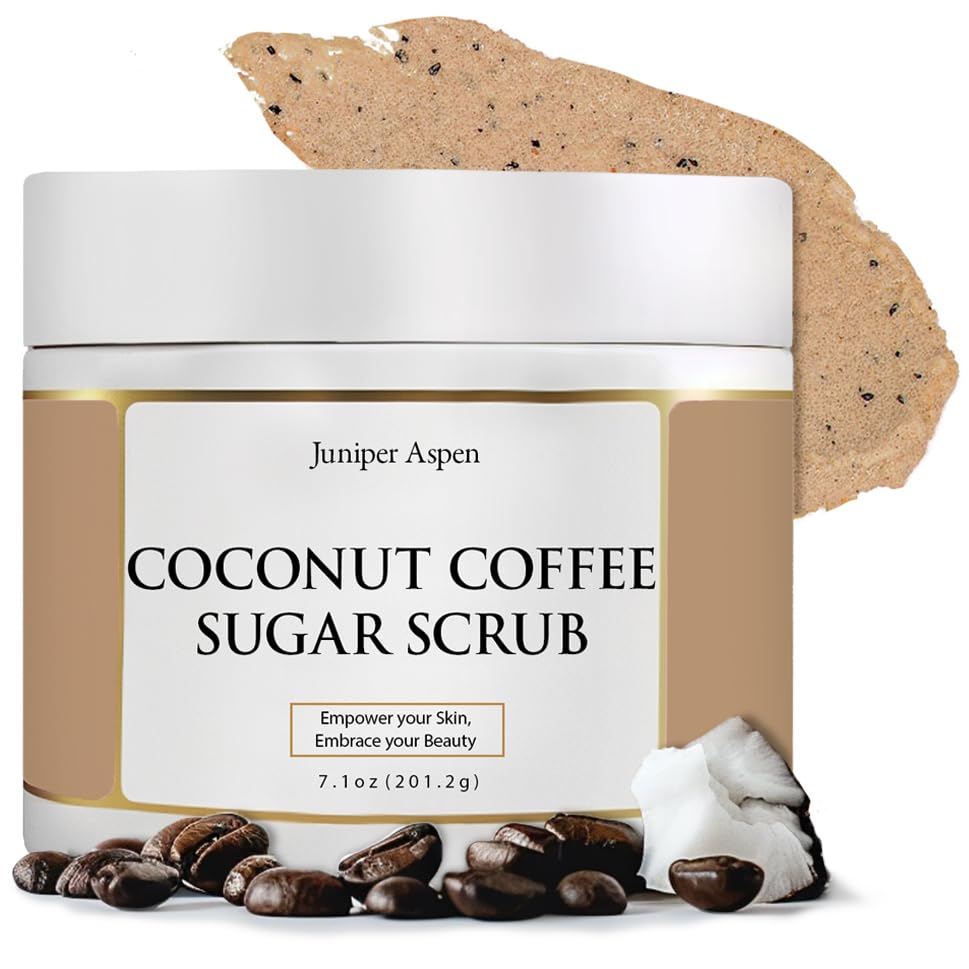 Juniper Aspen Coconut Coffee Sugar Body Scrub - Exfoliating & Moisturizing 7.1 Oz